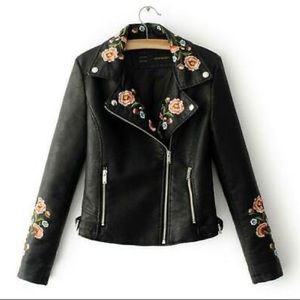 Streetwear Society faux leather floral  jacket